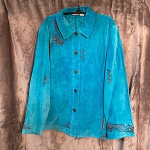 NWT Chico’s Size 2 (12) Suede Gecco Rio Grande Outerwear Turquoise